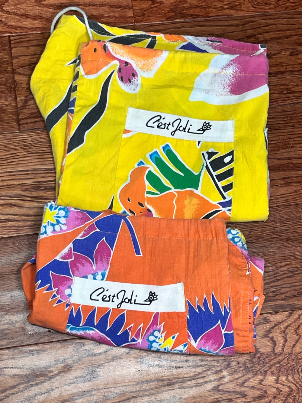 C’est Joli Men's Tropical Print Shorts — Yellow & Orange
